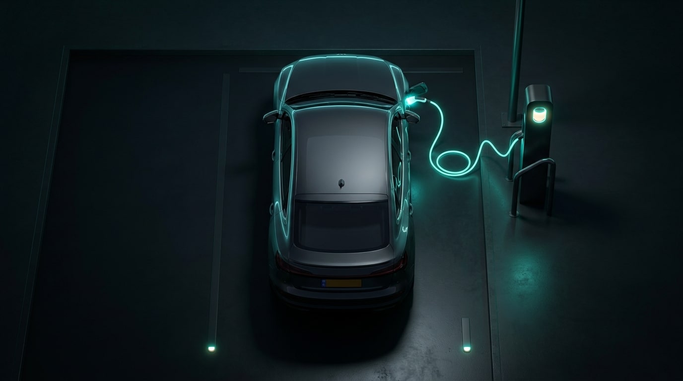 Numerical scenario calculating charging cost per kilometer for electric vs gasoline vehicles