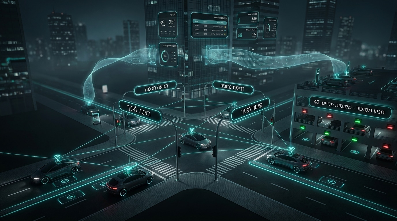 Smart technology dashboard in a modern electric vehicle showing connected systems and digital displays