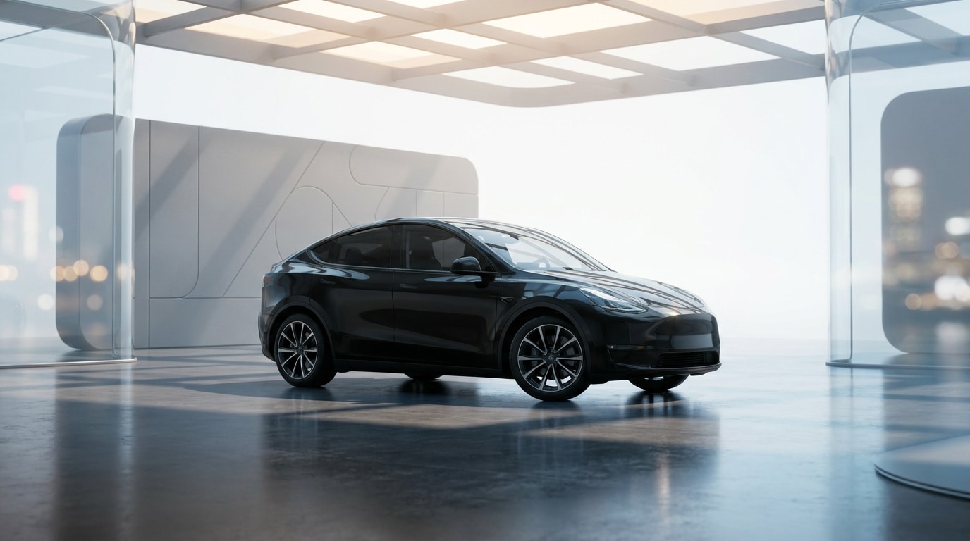 Premium electric car interior with refined materials and clean design language